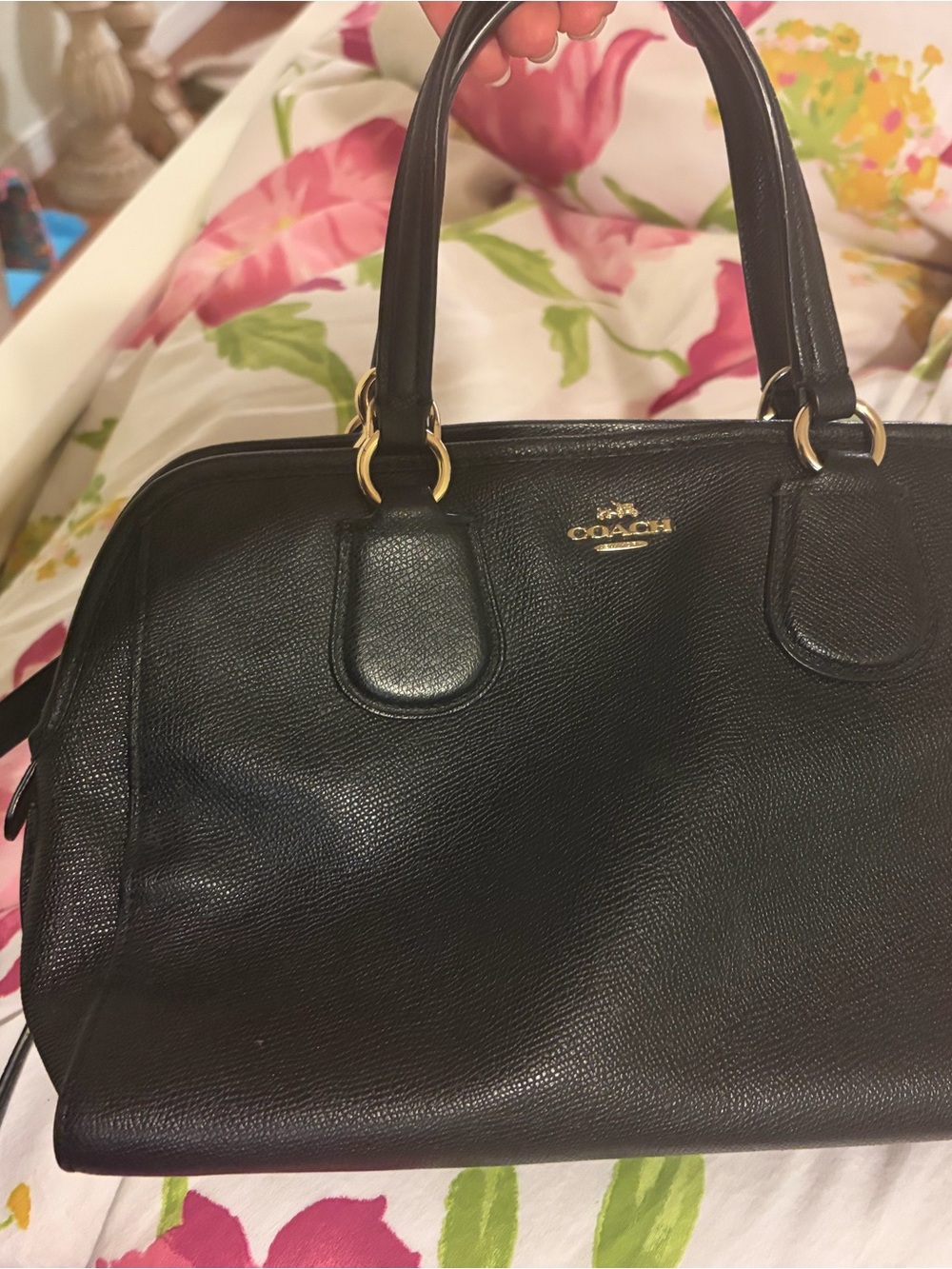 Coach Black Leather Satchel with Gold Hardware